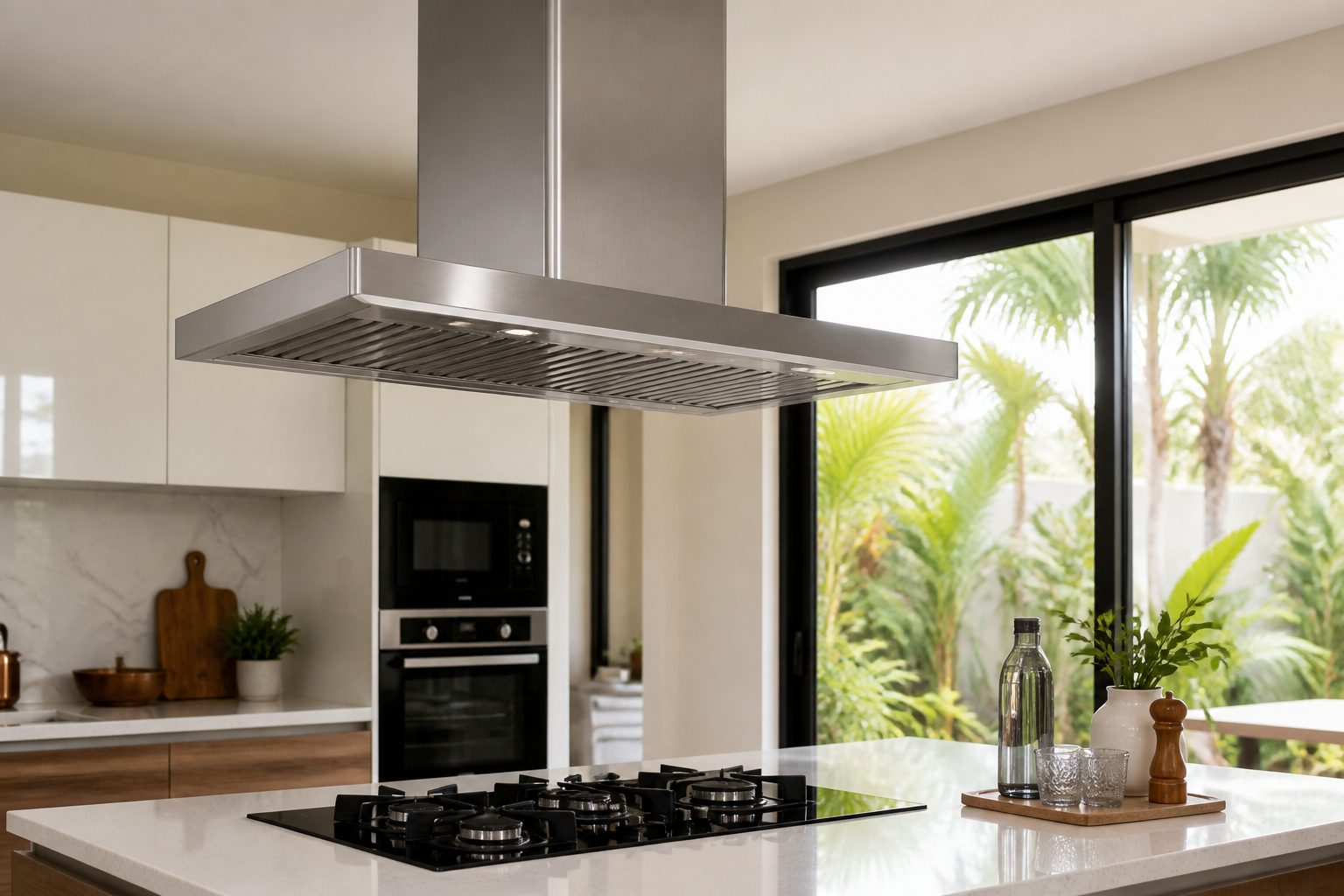 Island and wall chimney installation